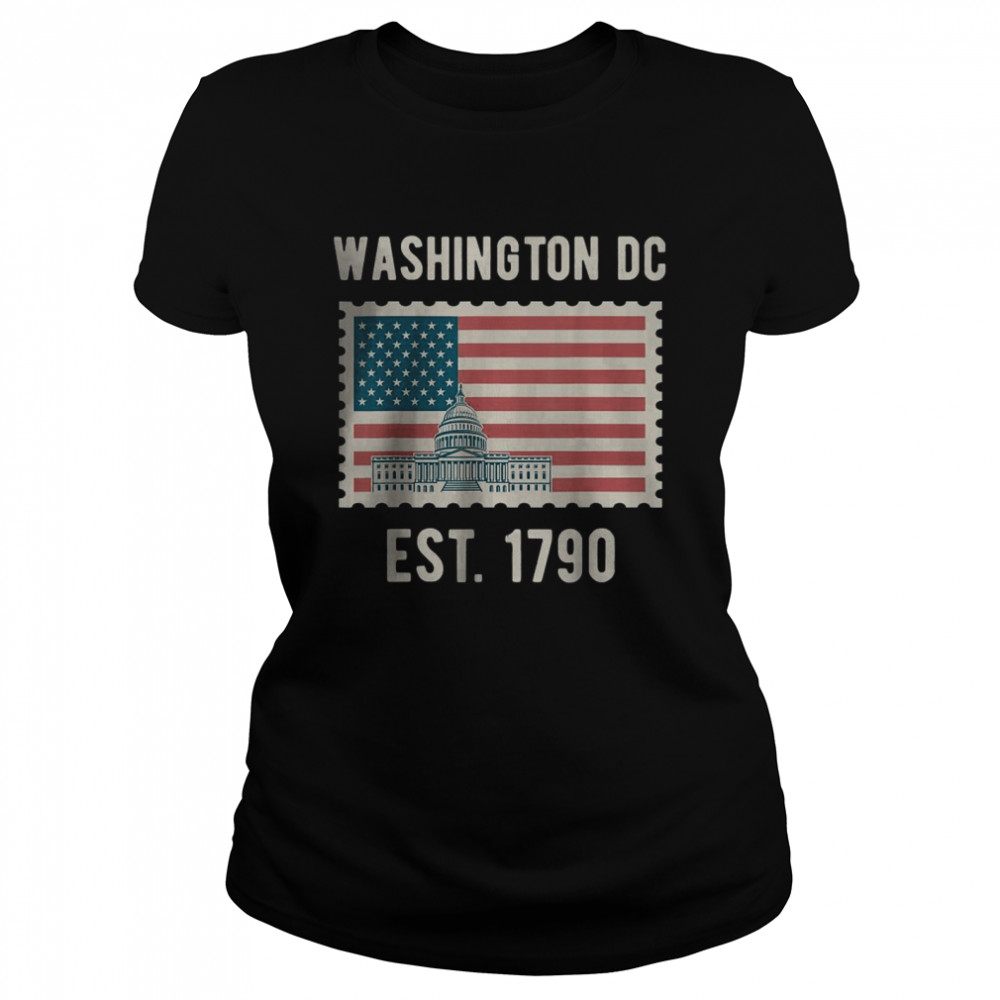 Washington DC Est 1790 USA Flag Love Capitol Hill Souvenir Travel T- Classic Women's T-shirt