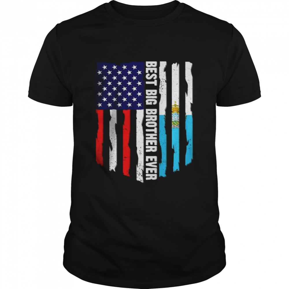 American Flag & San Marino Flag Best Big Brother Ever Family T-Shirt