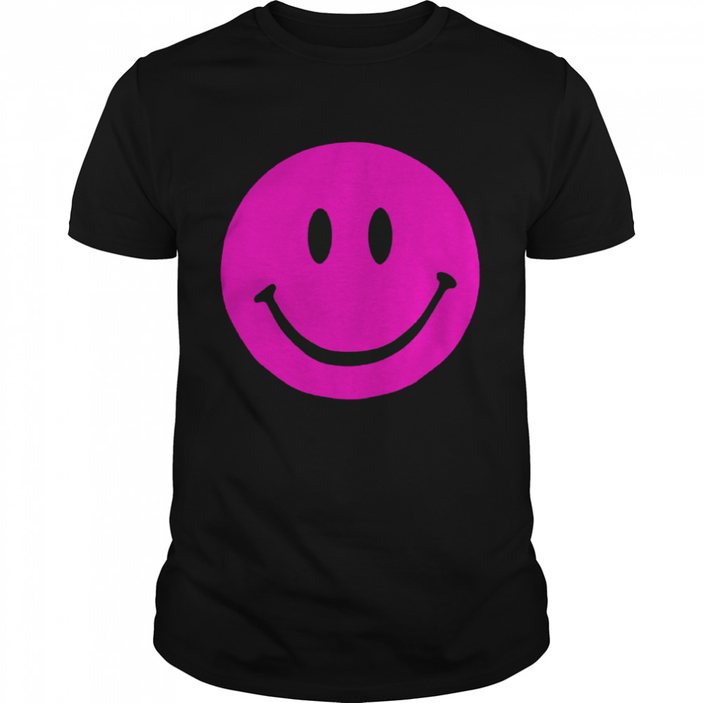 Pink Smiley Face Retro Pink Happy Face Pink Smiley  Classic Men's T-shirt