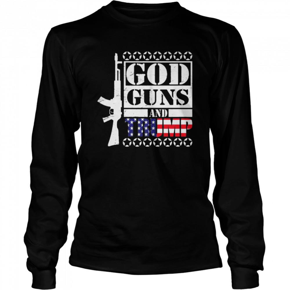 God guns Trump American flag shirt Long Sleeved T-shirt