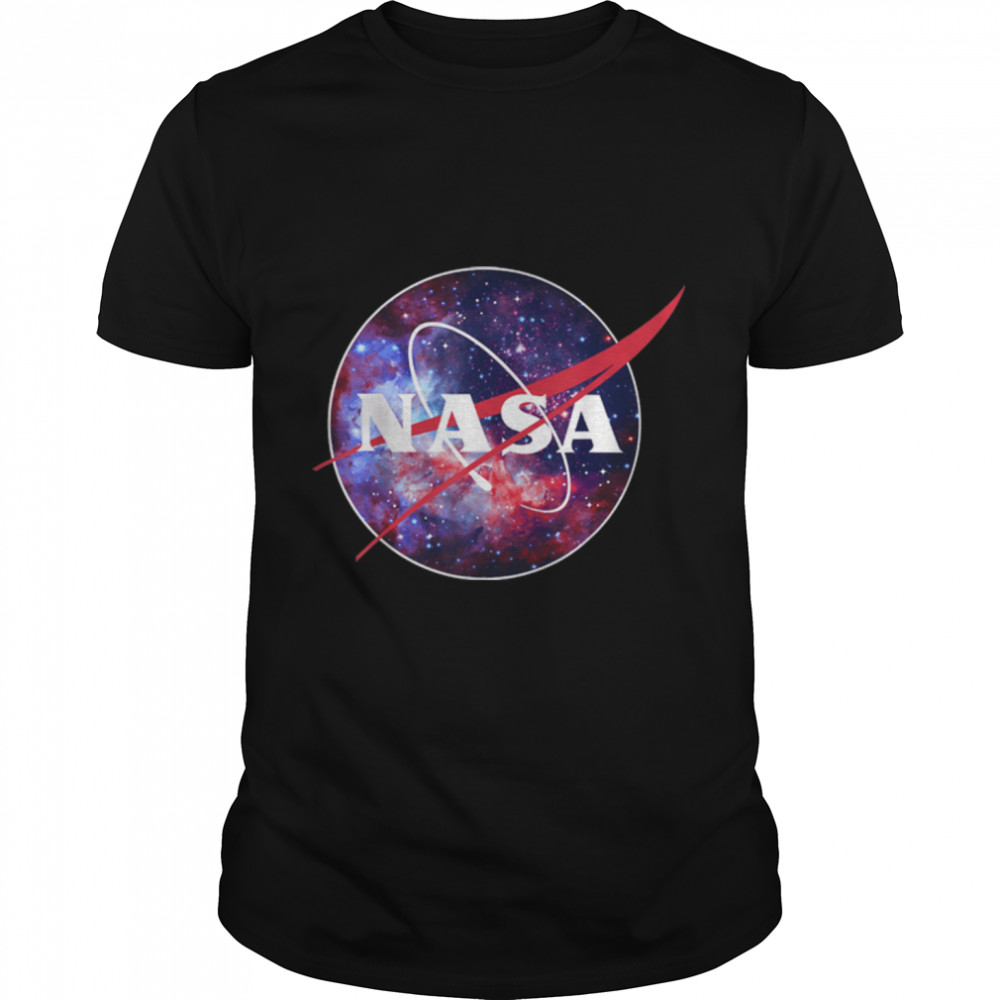 NASA Purple Pink Mix Galaxy Style Logo Graphic T-Shirt B07MX4LQFK