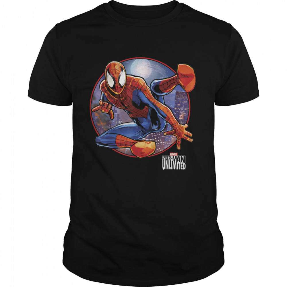 Marvel Spider-Man Unlimited City Circle Graphic T- Classic Men's T-shirt