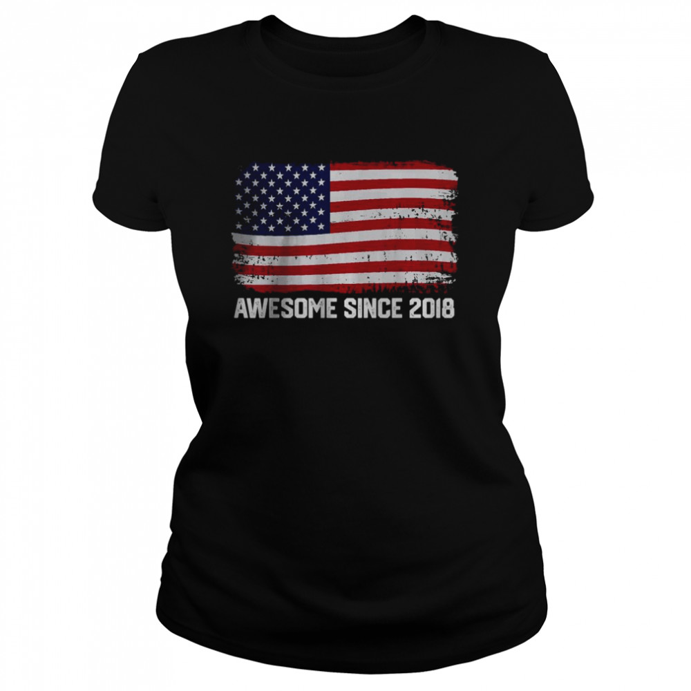 Vintage Awesome since 2018 American Flag T- Classic Women's T-shirt