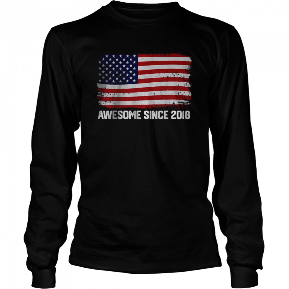 Vintage Awesome since 2018 American Flag T- Long Sleeved T-shirt