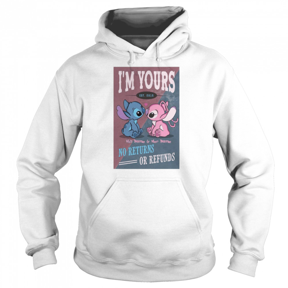 Baby Stitch and Angel I’m your no returns or refunds shirt Unisex Hoodie