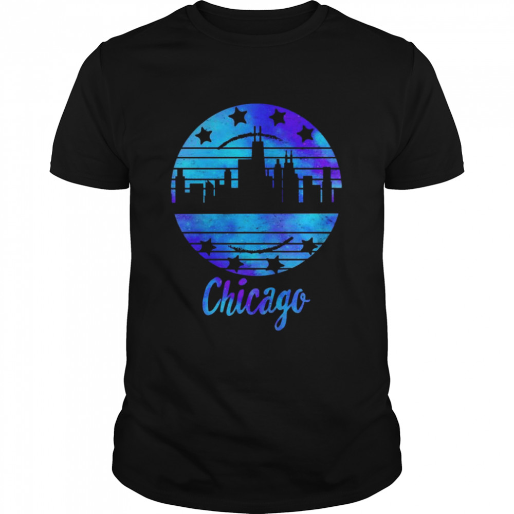 Chicago Flag Skyline Illinois USA Souvenir Chicago Flag  Classic Men's T-shirt