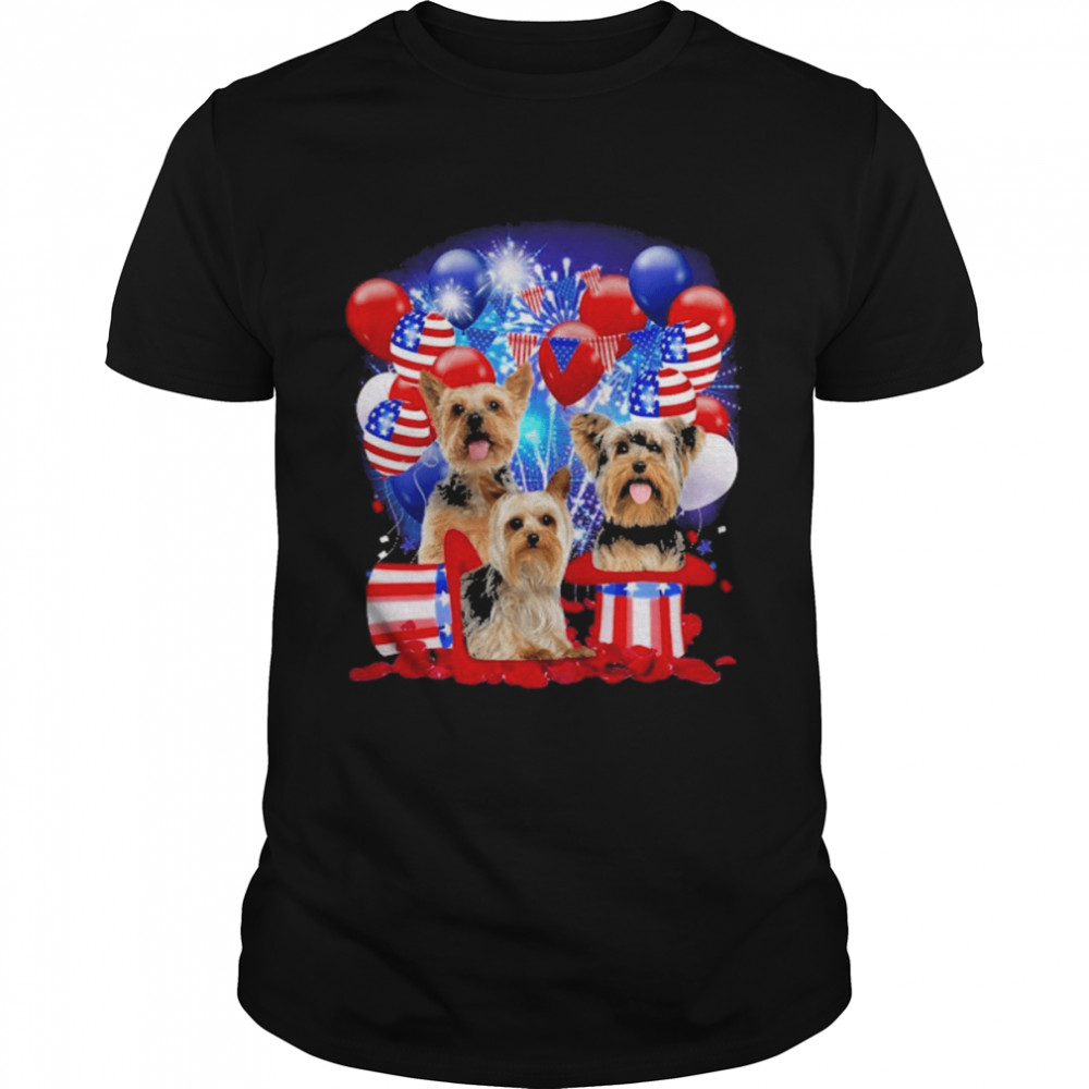 Yorkshire Terrier Ballons Fireworks Balloons Fireworks  Classic Men's T-shirt