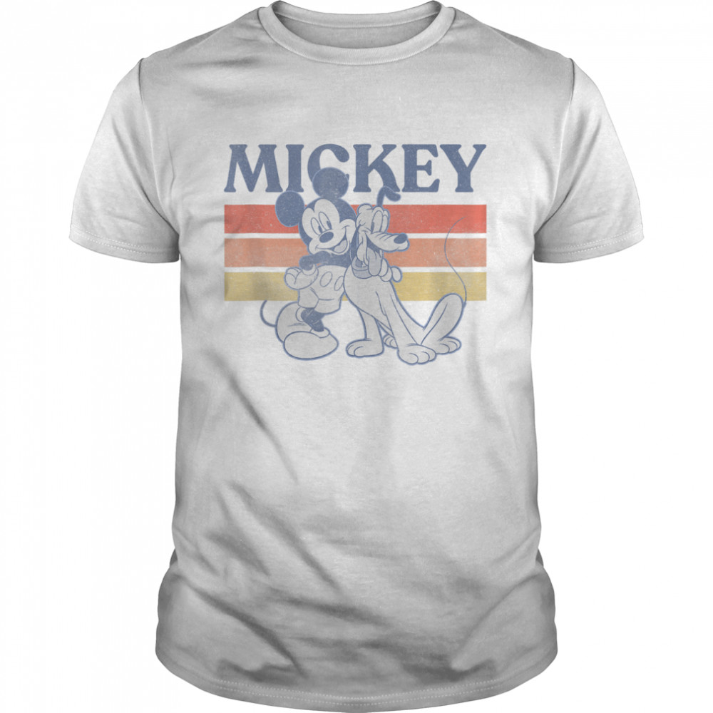 Disney Mickey And Friends Mickey And Pluto Retro Line shirt Classic Men's T-shirt