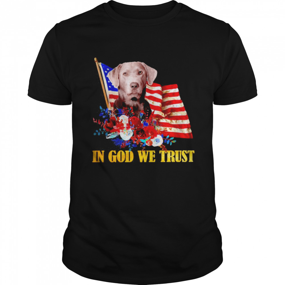 Flower Flag In God We Trust SILVER Labrador Shirt