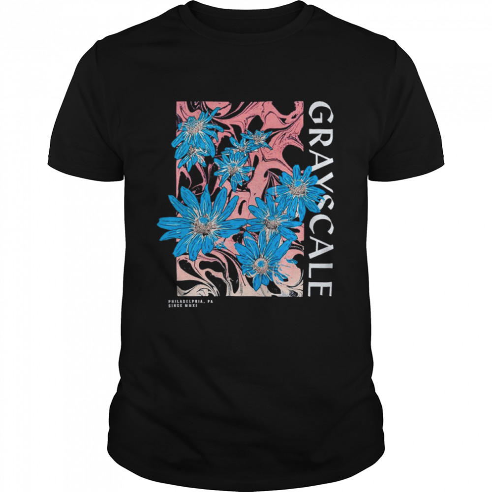 Grayscale botanical wave shirt Classic Men's T-shirt