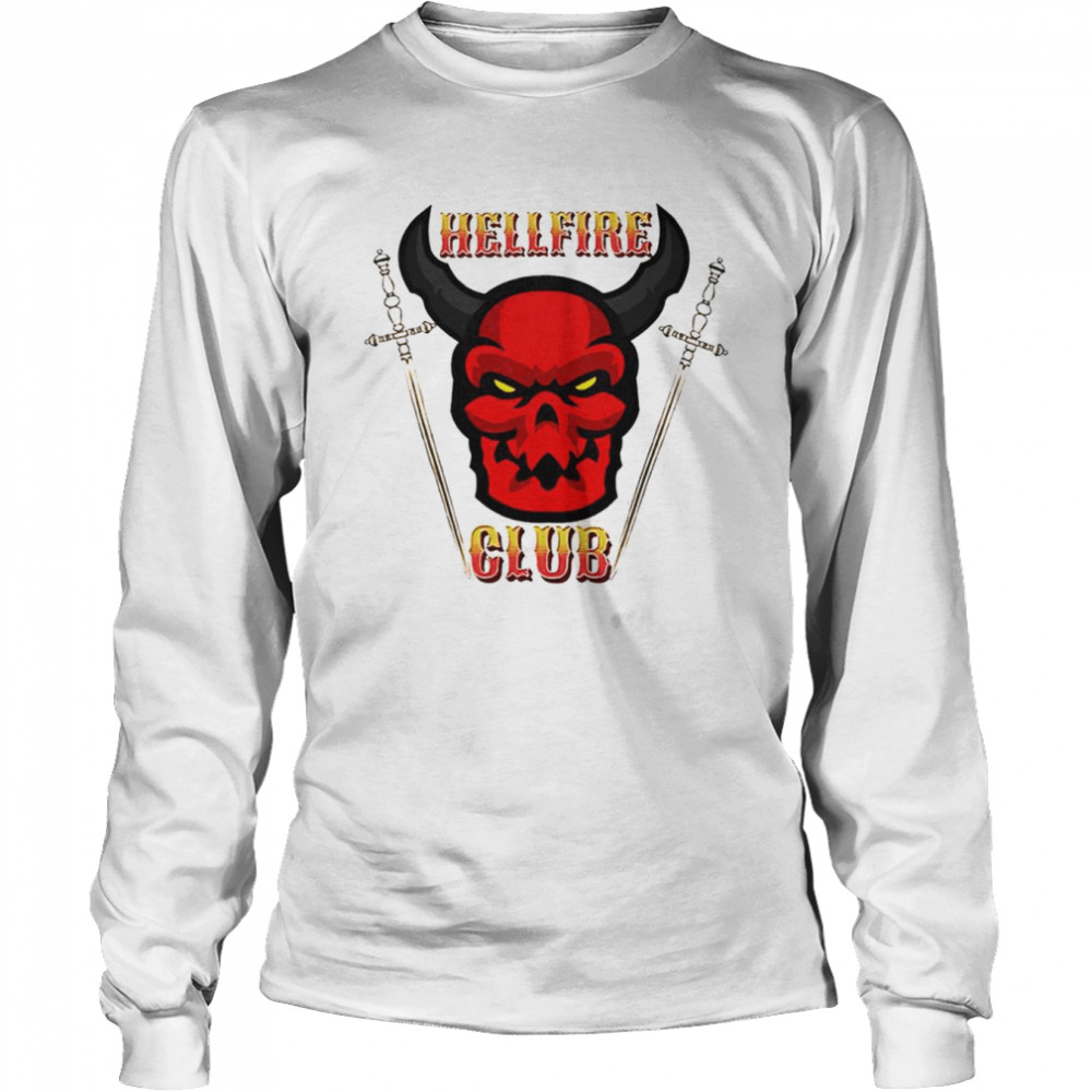 Hellfire Club classic red devil skull shirt Long Sleeved T-shirt