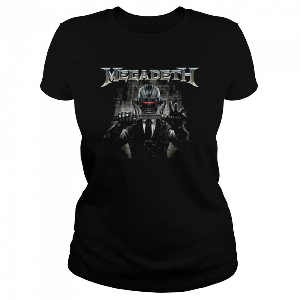 Robot Skull With Sword Megadeth Music Band Unisex T- Classic Women's T-shirt