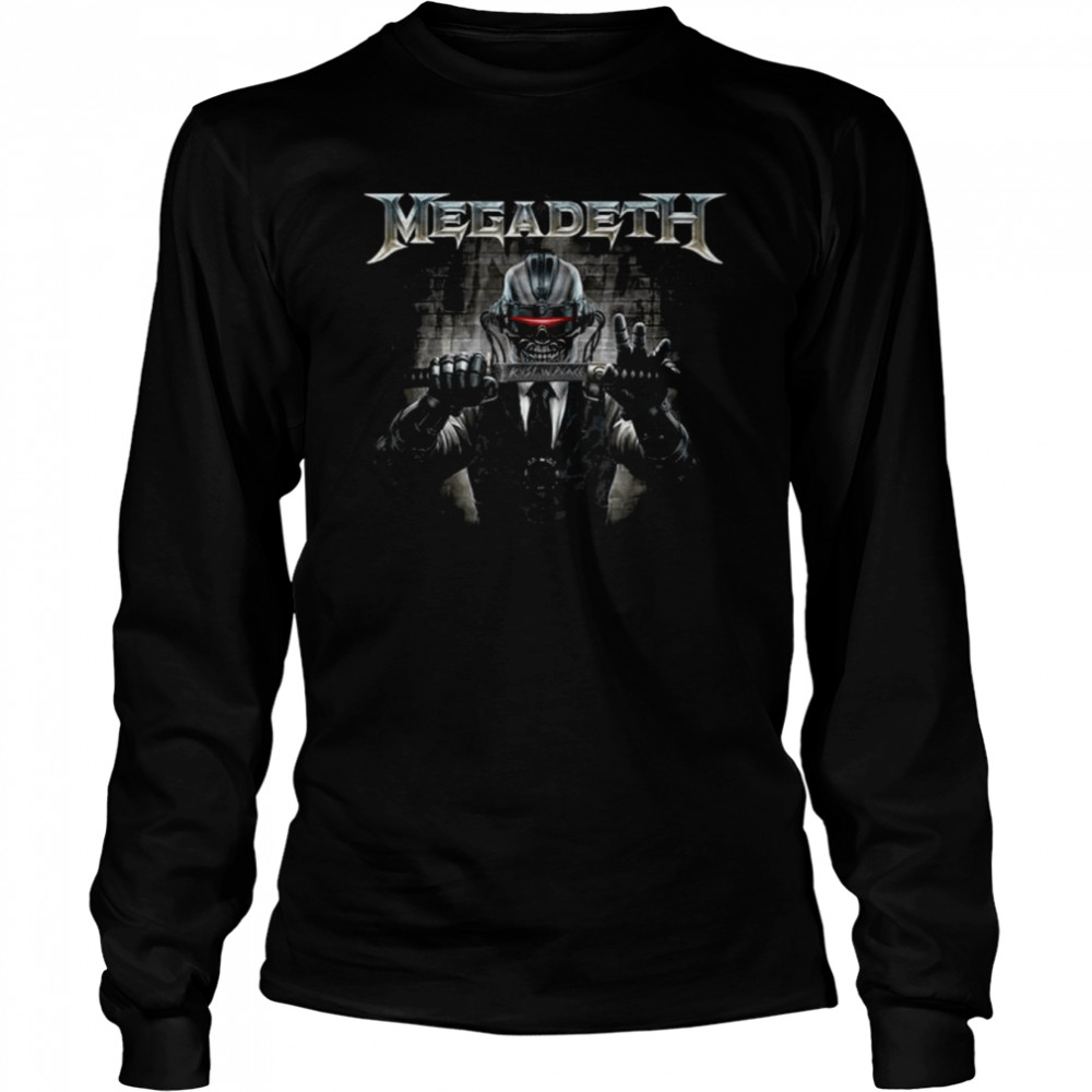 Robot Skull With Sword Megadeth Music Band Unisex T- Long Sleeved T-shirt
