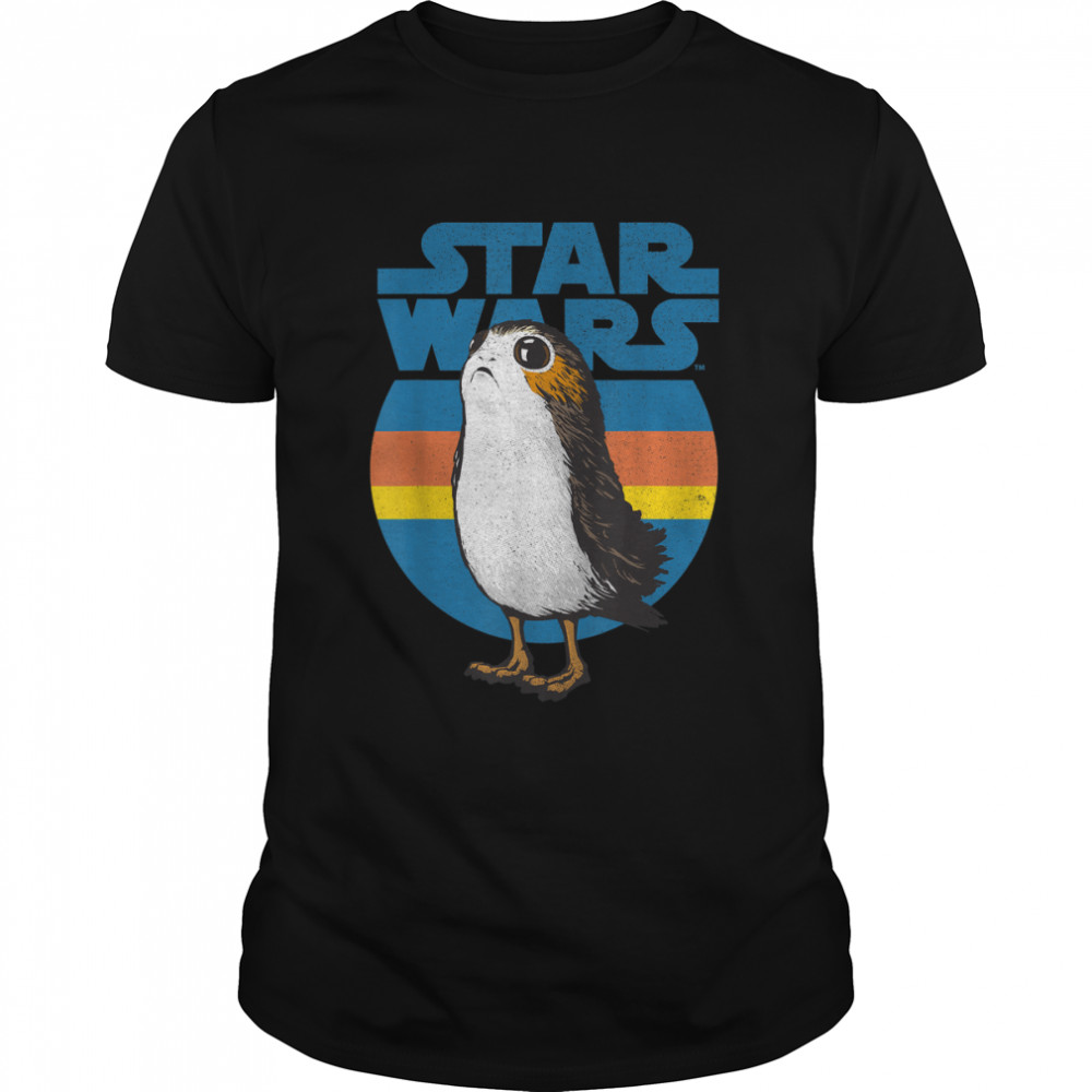 Star Wars Last Jedi Porg Retro Stripes Logo Graphic T-Shirt
