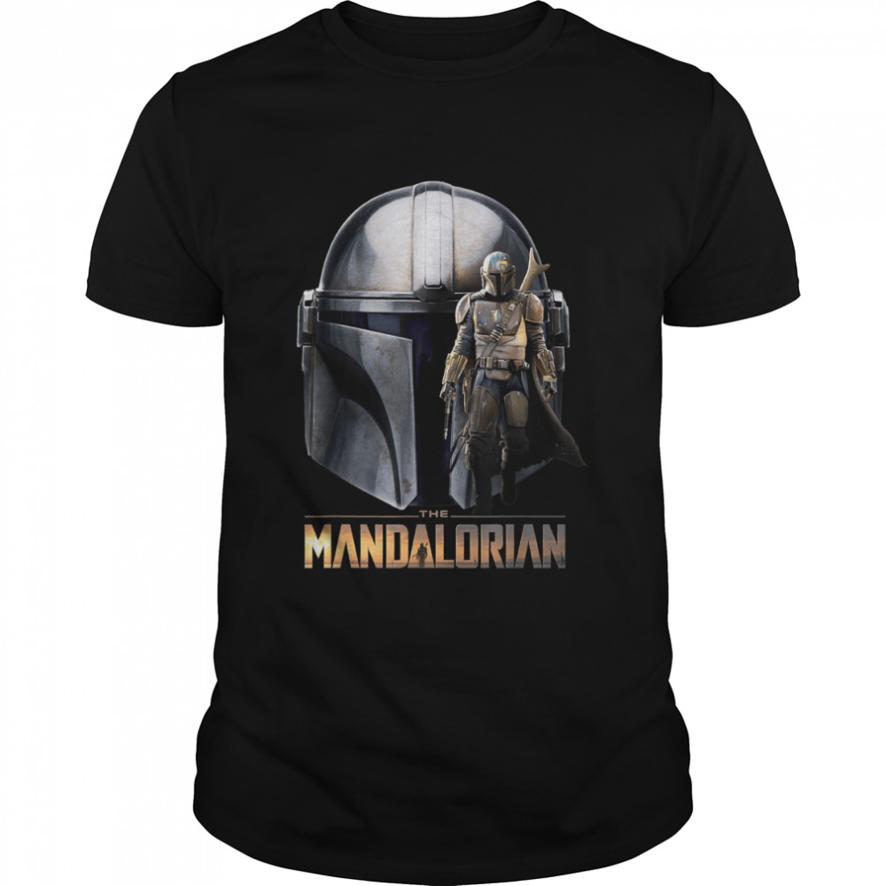 Star Wars The Mandalorian Helmet Portrait Mashup T- Classic Men's T-shirt