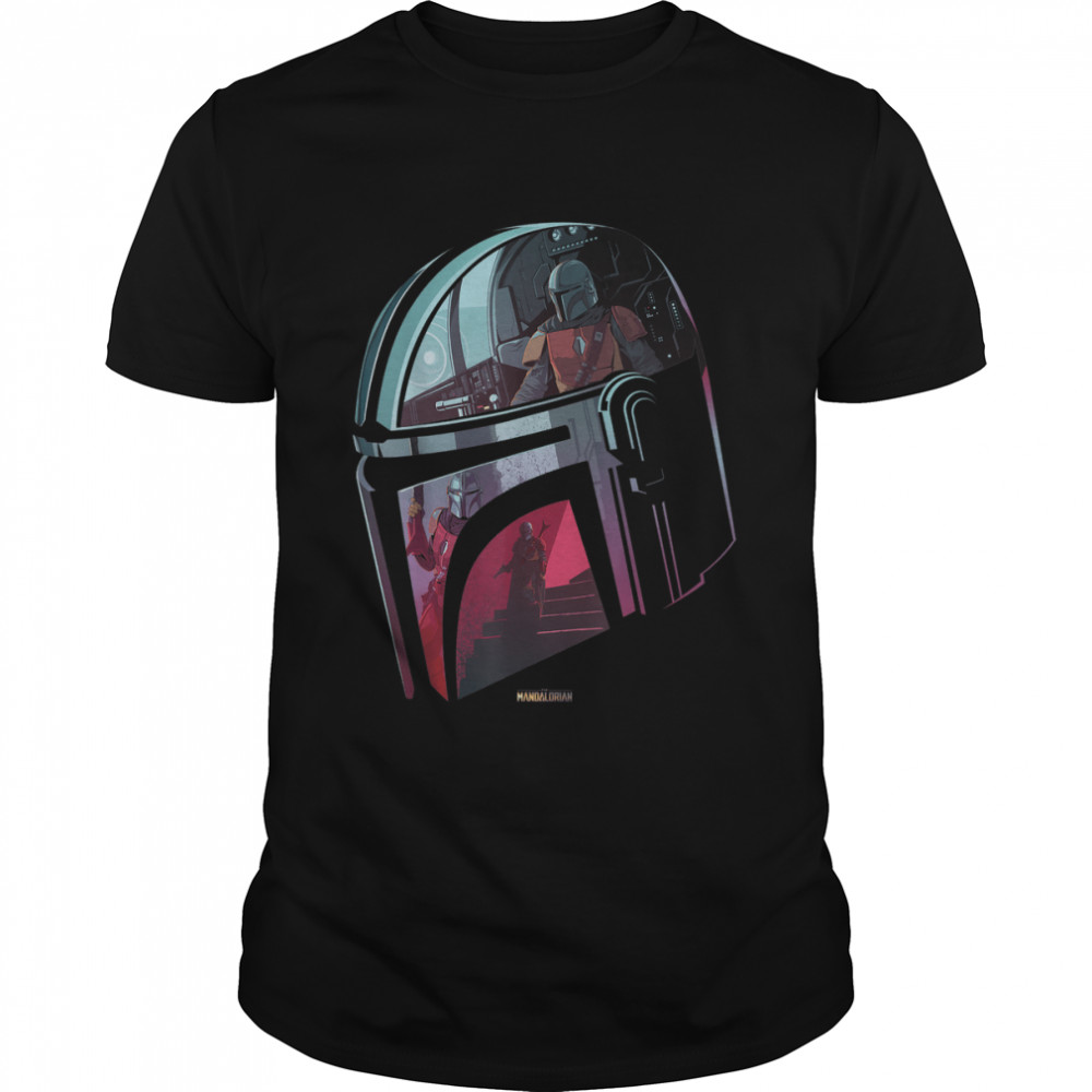 Star Wars The Mandalorian Helmet Scene Fill T- Classic Men's T-shirt