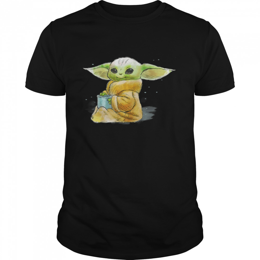 Star Wars The Mandalorian The Child Drink Soup Illustration T- Classic Men's T-shirt