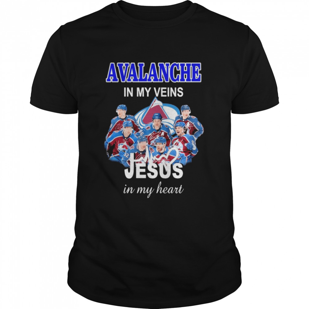 Colorado Avalanche In My Veins Jesus In My Heart Signatures  Classic Men's T-shirt