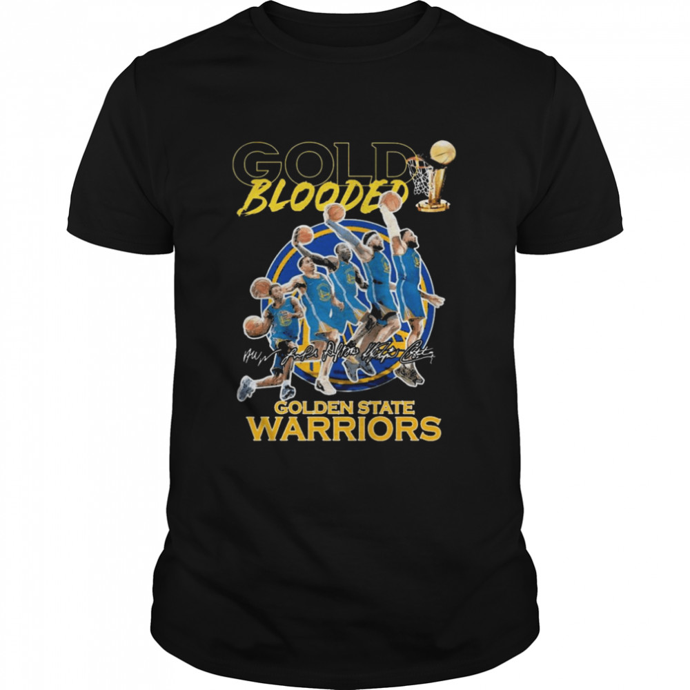 NBA Finals Gold Blooded Golden State Warriors Team Dunk Basketball Signatures  Classic Men's T-shirt