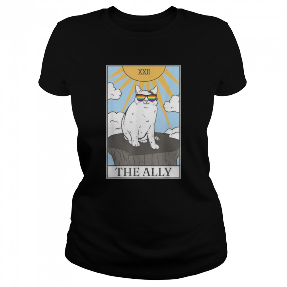 Gay pride pride sunglasses alley cat tarot card shirt Classic Women's T-shirt