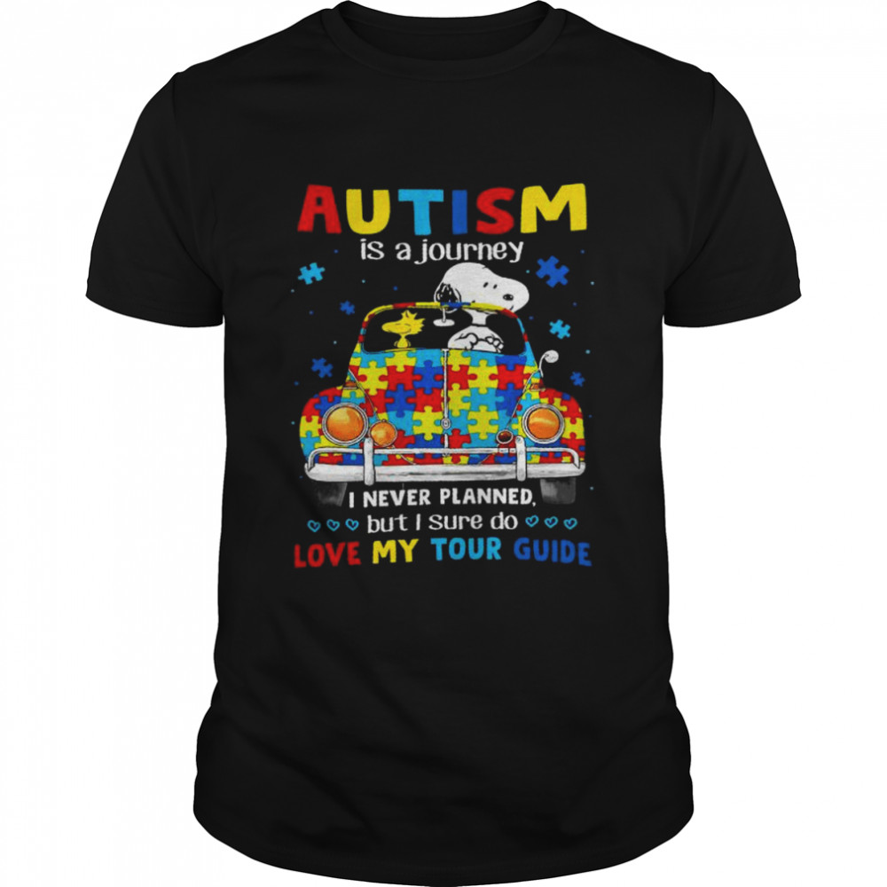 Snoopy and Woodstock autism is a journey I never planned but I sure do love my tour guider shirt