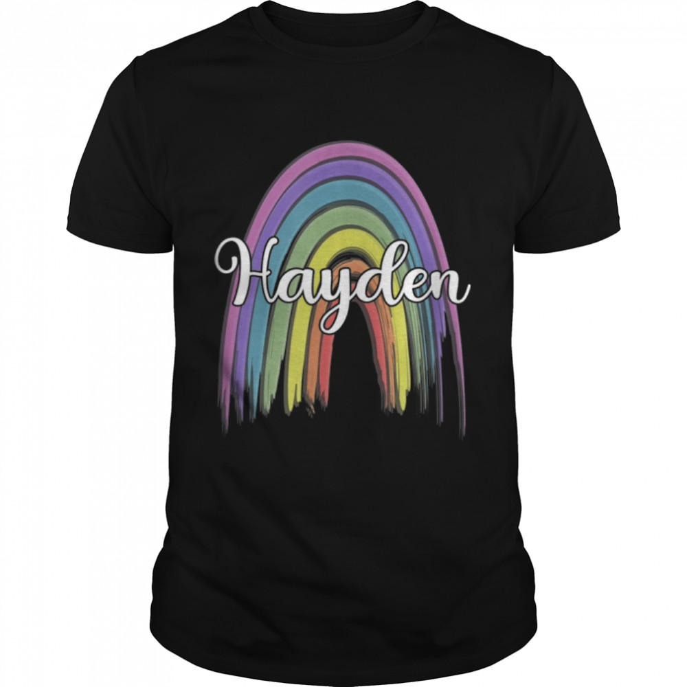 HAYDEN Womens Rainbow Girls Custom Name T-Shirt B0B4JZT9K9