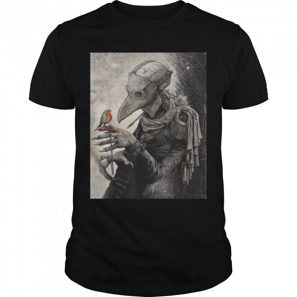 plague Doctor with little Bird Scary Grunge Goth Gothic T- B0B1L72PFZ Classic Men's T-shirt