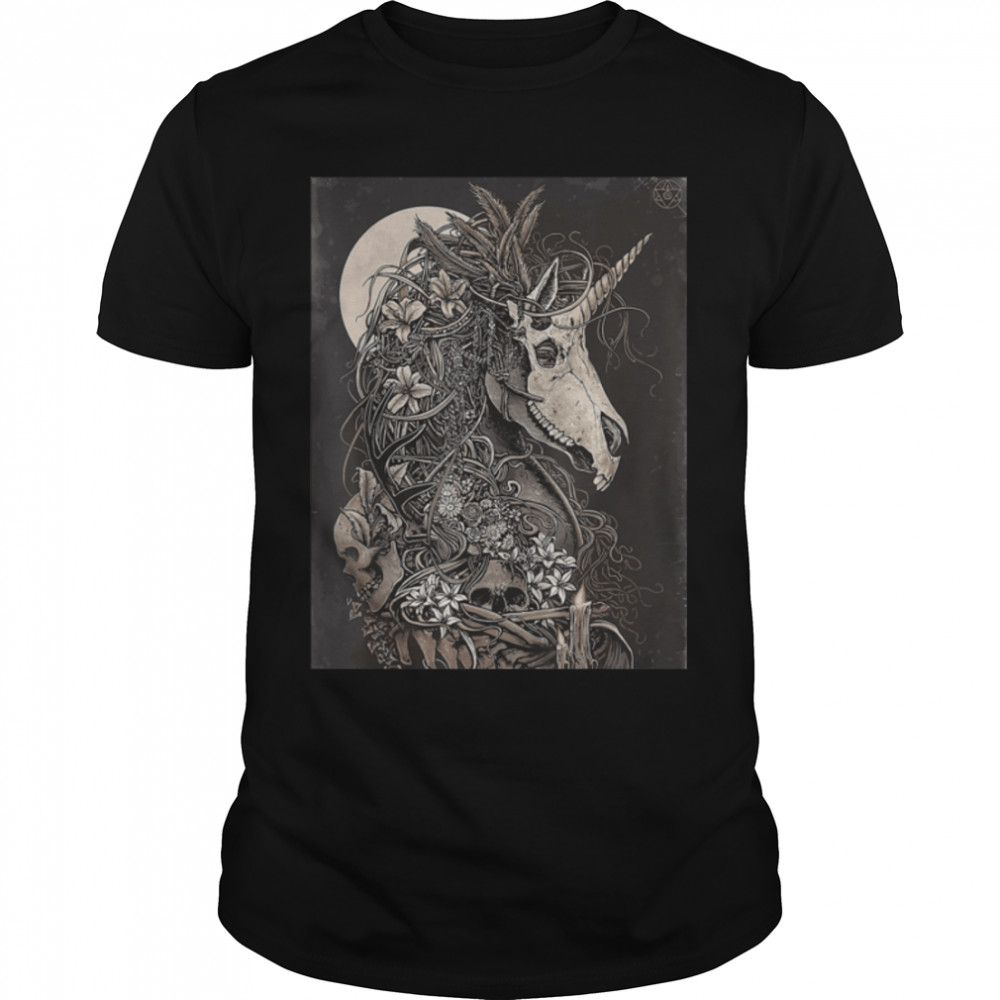 Scary mascerade Goat Skeleton Dark Grunge Art T-Shirt B0B1J7JN4Z