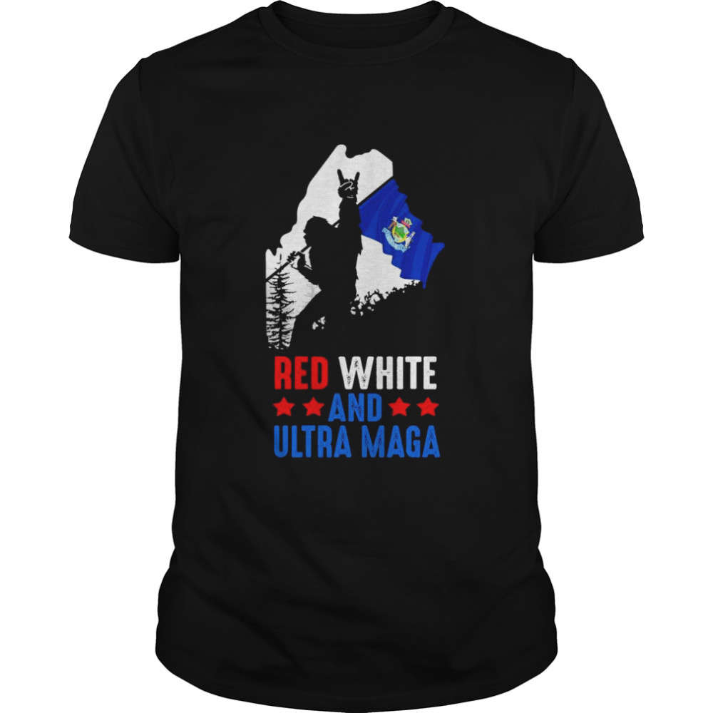 Maine America Bigfoot Red White And Ultra Maga  Classic Men's T-shirt