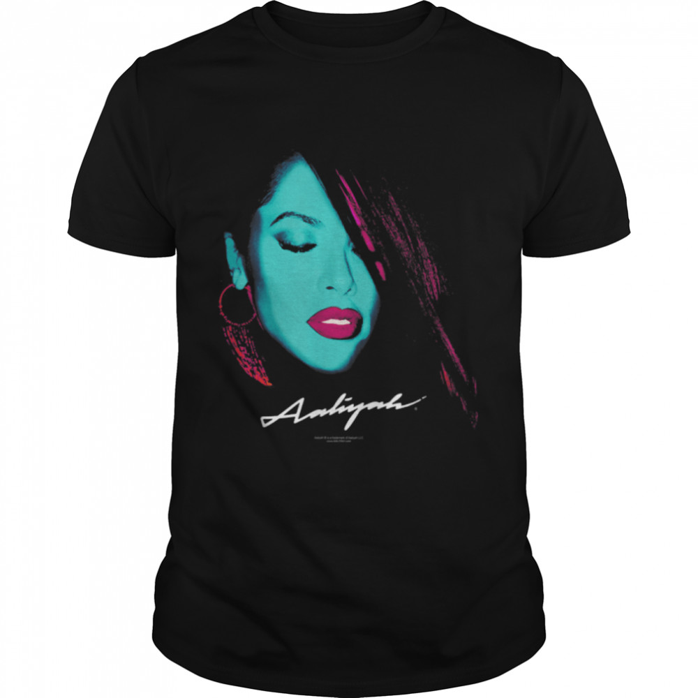Aaliyah Blue Portrait T- B09NZ592FL Classic Men's T-shirt