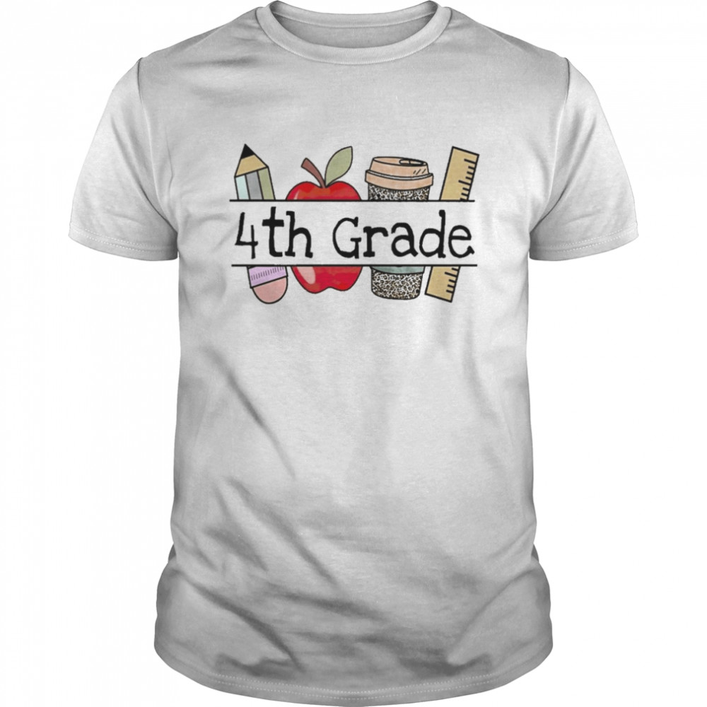 Apple Coffee Pencil 4th Grade Teacher  Classic Men's T-shirt