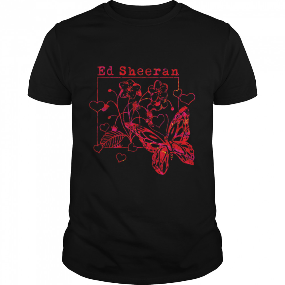 Ed Sheeran Red Wild Hearts and Butterflies T-Shirt B09JYFWBFY