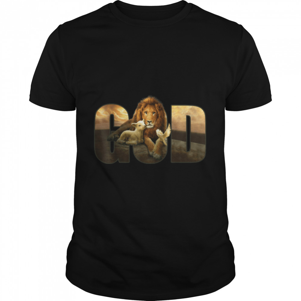 Jesus Shirt For Men Lion And Lamb God Tee T-Shirt B09L5H149G