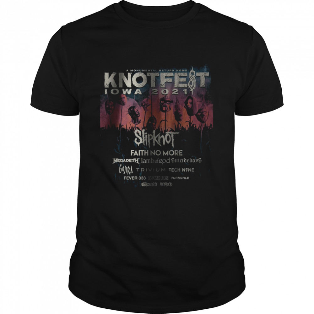 KNOTFEST IOWA MUSIC FESTIVAL SEPT 2021 LOGO FRONT SIDE BLACK TEE SHIRT