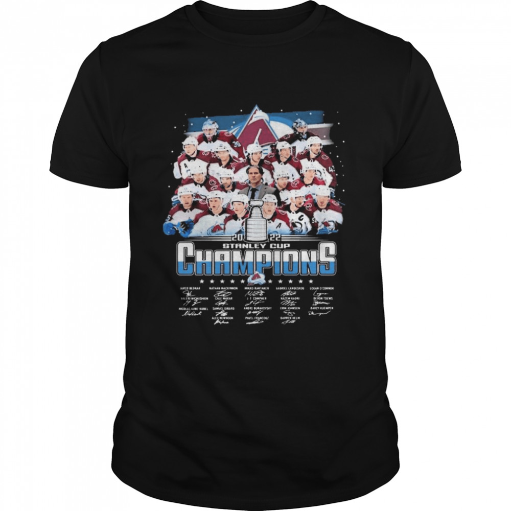 The Avalanche Hockey 2022 NHL Stanley Cup Champions Signatures Shirt