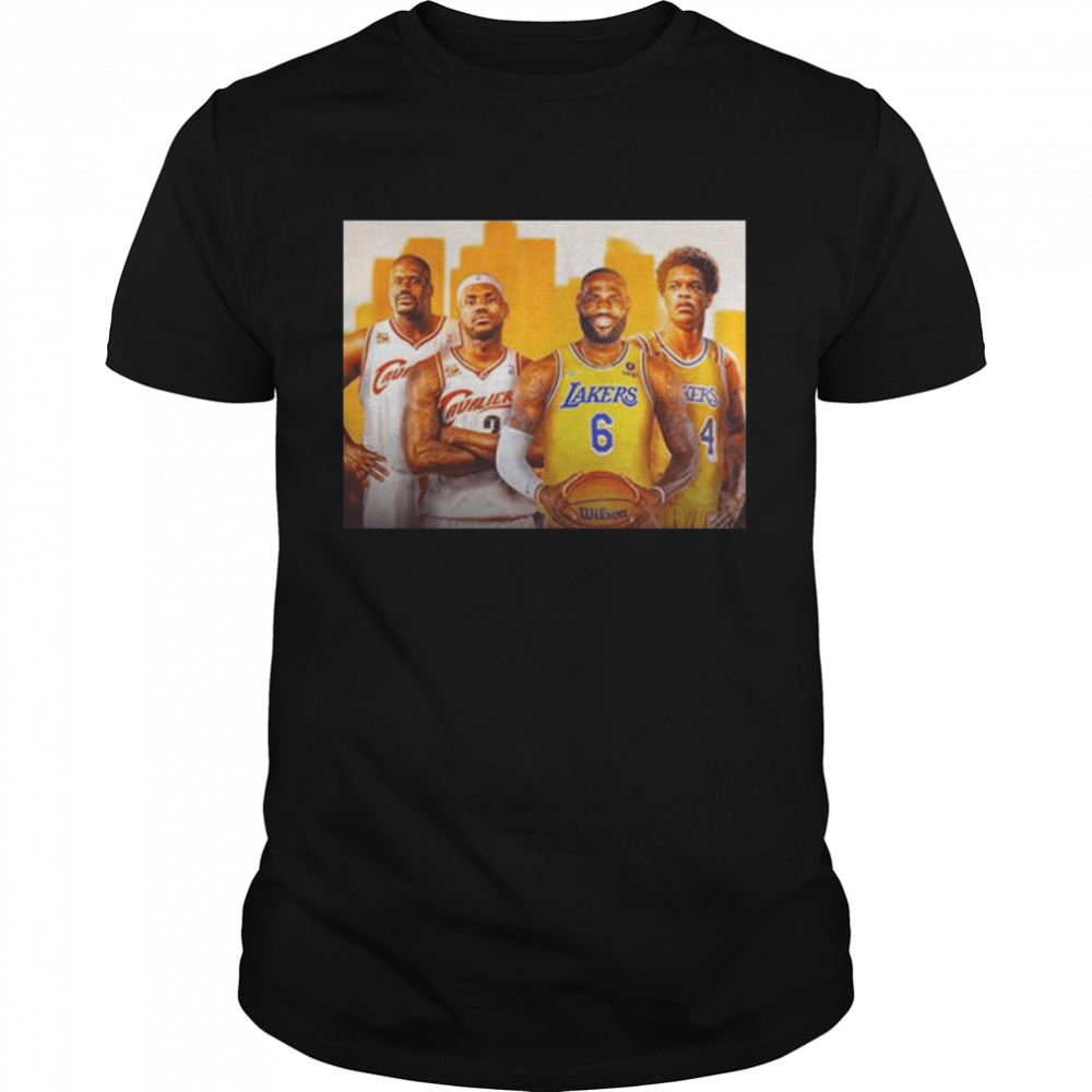 Nba two legend shareef o’neal lebron james and their son shirt Classic Men's T-shirt