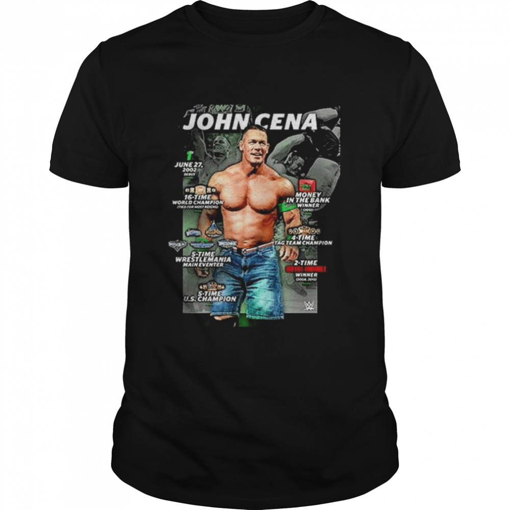 Wwe all titles of 20 years john cena in wwe cena month shirt