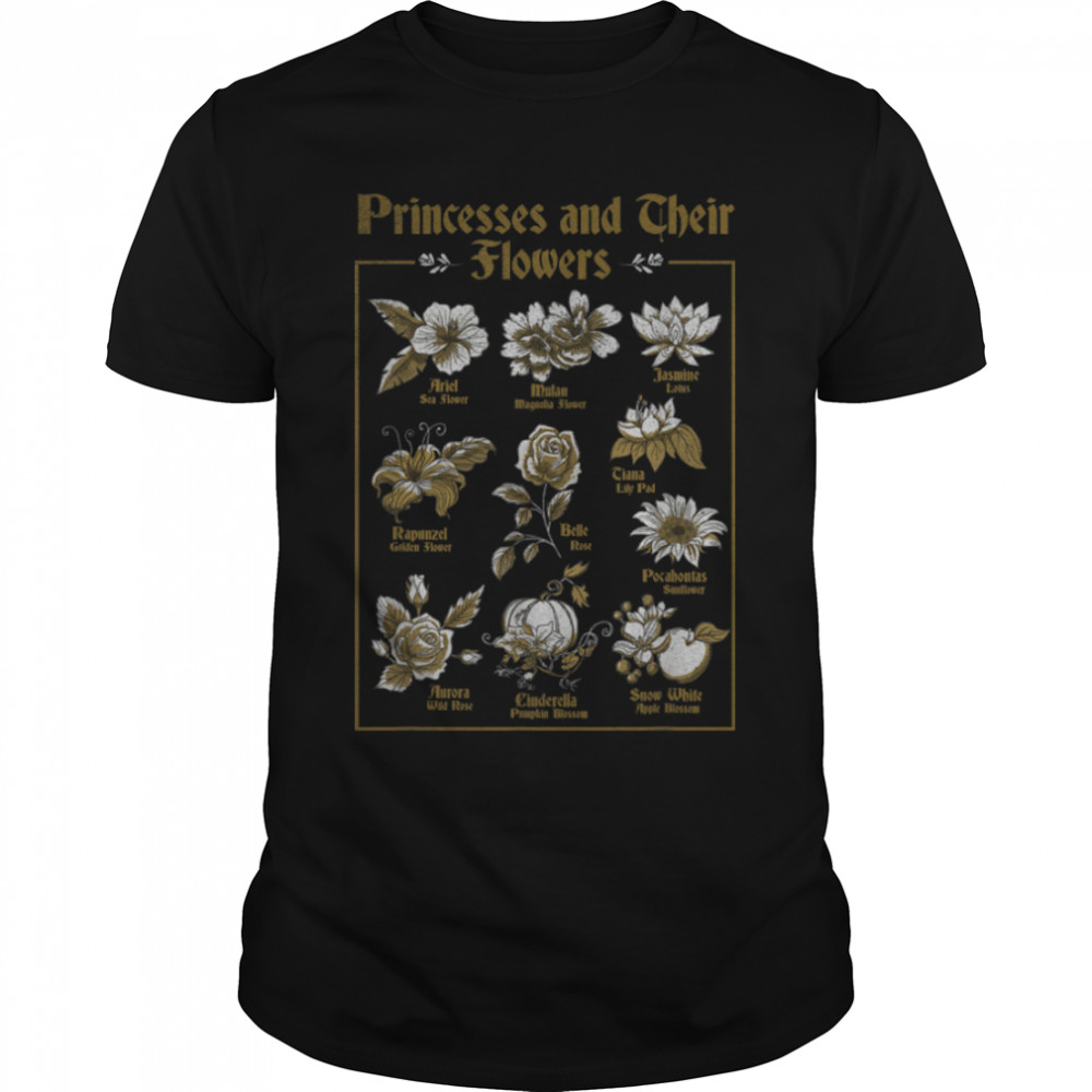 Disney Princesses And Their Flowers Chart Poster T- B09YFZC3XN Classic Men's T-shirt