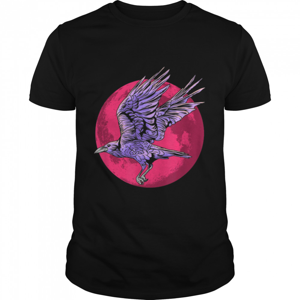 Goth Red Moon Raven Gothic Occult Emo T-Shirt B09PWPWWJP