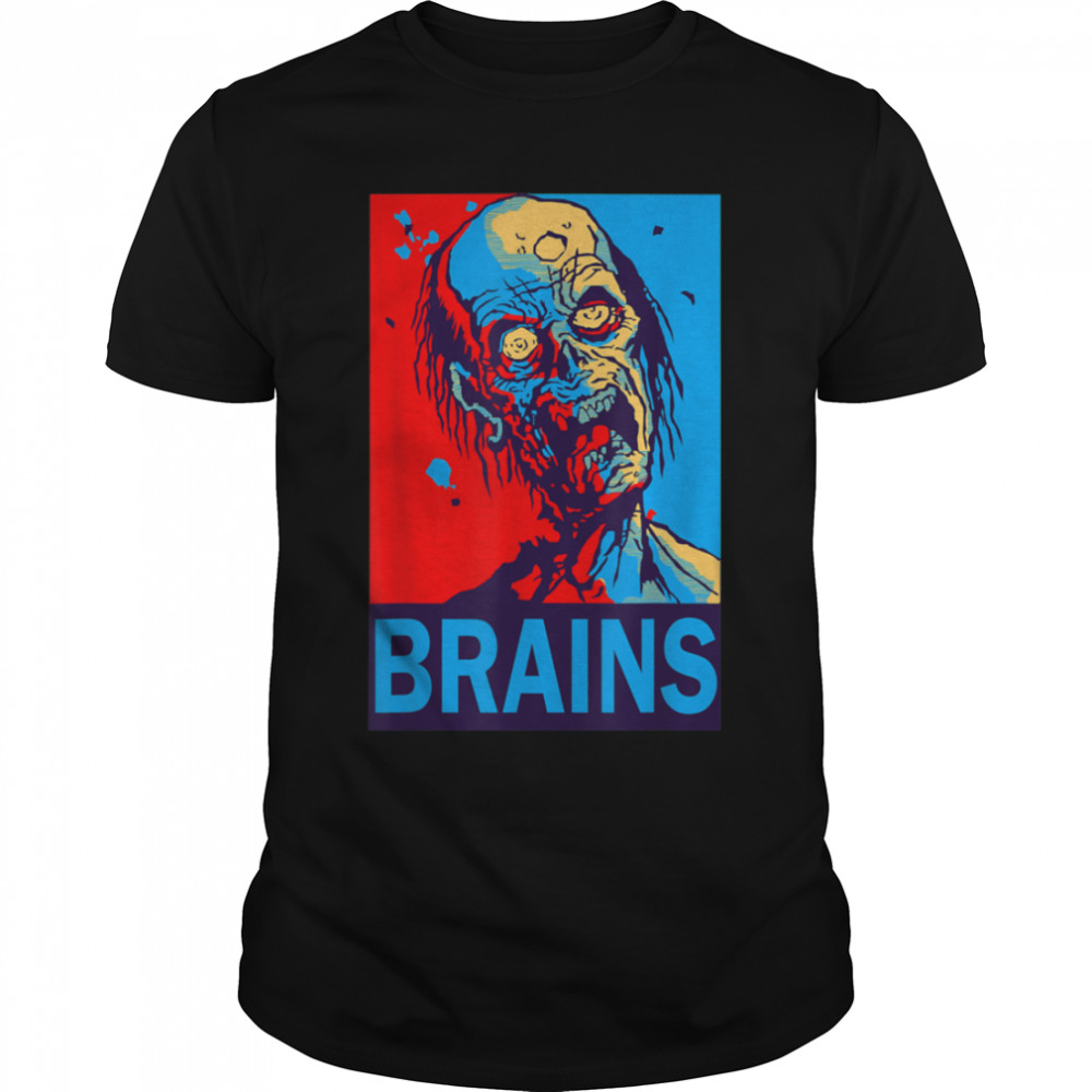 Halloween Zombie Brains T-shirt, Red Blue Tee B07JLV4G9W Classic Men's T-shirt