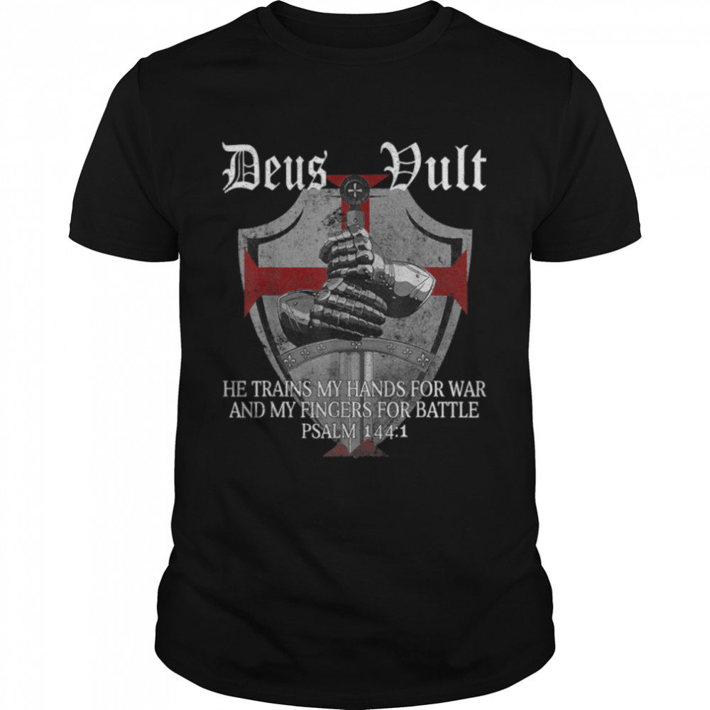 Knight Templar Christian Warrior He Trains Me T- B0B4KDC9JW Classic Men's T-shirt