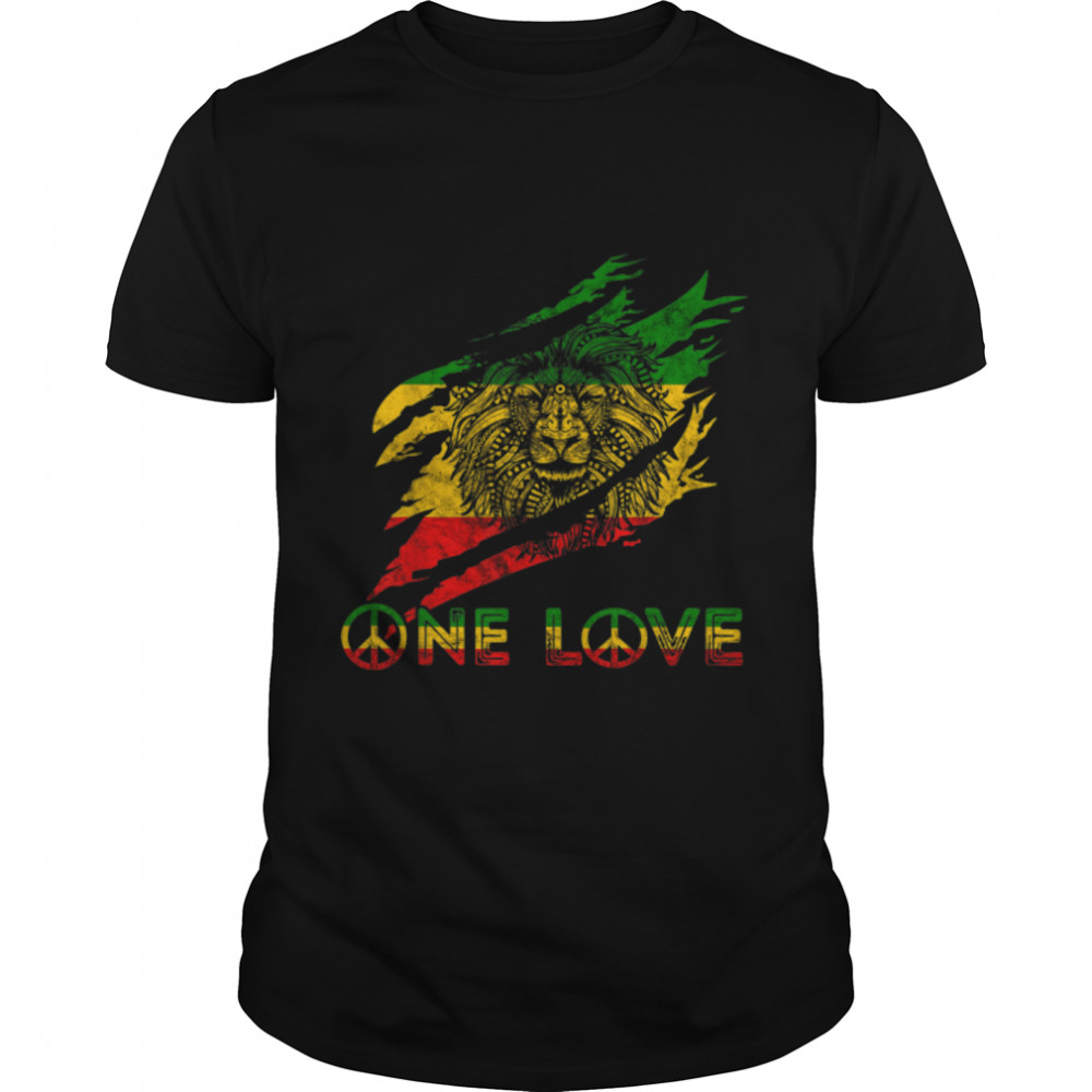One Love Reggae Lion Of Judah Claw Rastafari Roots Lion T-Shirt B09KTDWN1D
